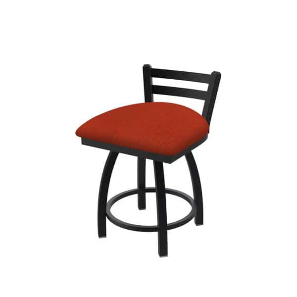 18" Low Back Swivel Vanity Stool, Black Wrinkle, Graph Poppy Seat, Holland Bar Stool Co, Mfr#: 41118BW021