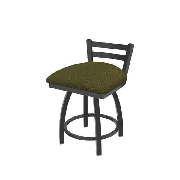 18" Low Back Swivel Vanity Stool, Pewter Finish, Graph Parrot Seat