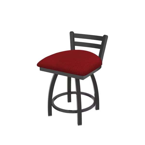 18" Low Back Swivel Vanity Stool, Pewter Finish, Graph Ruby Seat
