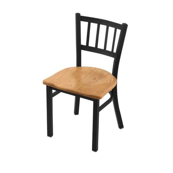 610 Contessa 18" Chair with Black Wrinkle Finish and Medium Oak Seat