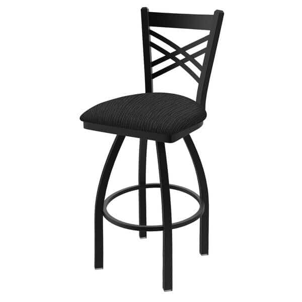 30" Swivel Bar Stool, Black Wrinkle, Graph Coal Seat