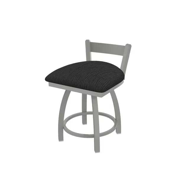 18" Low Back Swivel Vanity Stool, Nickel Finish, Graph Coal Seat