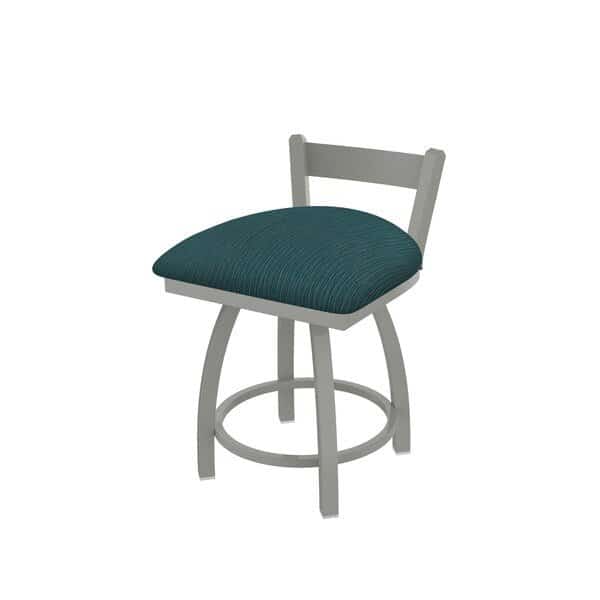18" Low Back Swivel Vanity Stool, Nickel Finish, Graph Tidal Seat