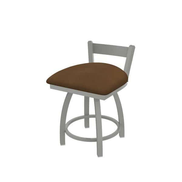 18" Low Back Swivel Vanity Stool, Nickel Finish, Rein Thatch Seat