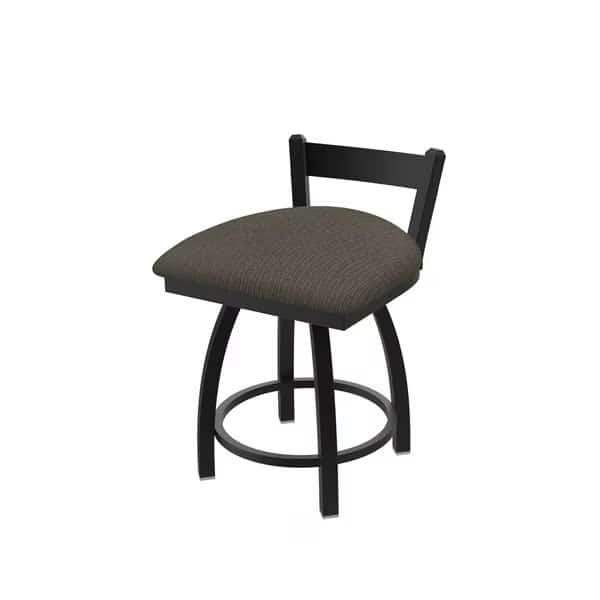 18" Low Back Swivel Vanity Stool, Black Wrinkle, Graph Chalice Seat