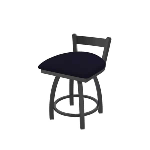 18" Low Back Swivel Vanity Stool, Pewter Finish, Canter Twilight Seat
