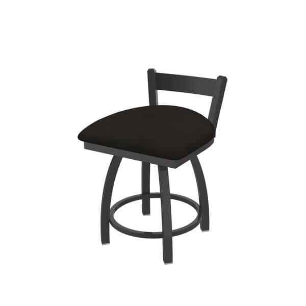 18" Low Back Swivel Vanity Stool, Pewter Finish, Canter Espresso Seat