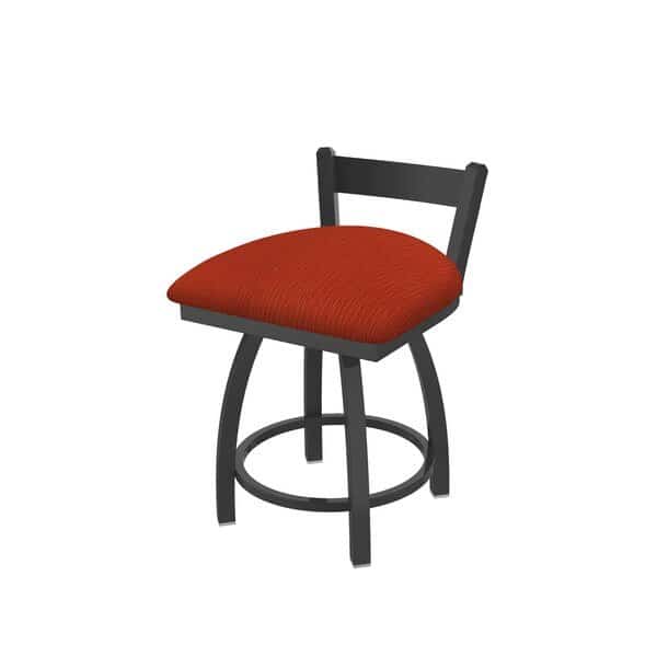 18" Low Back Swivel Vanity Stool, Pewter Finish, Graph Poppy Seat