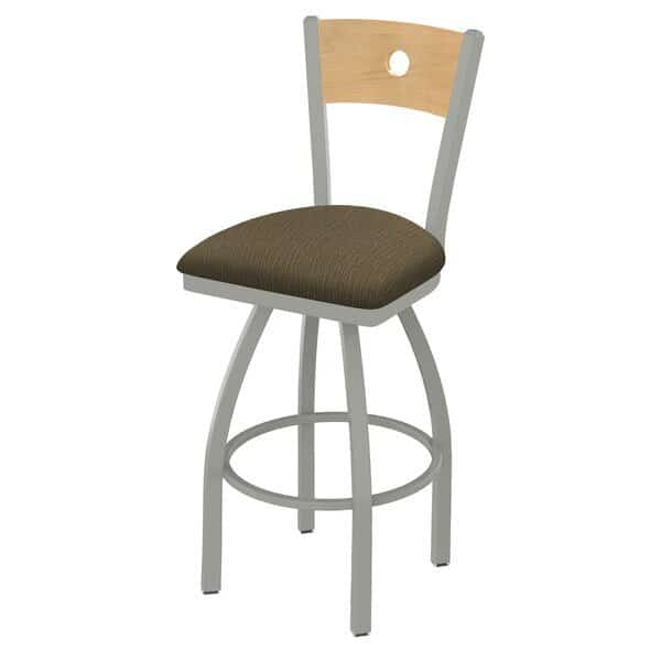 25" Swivel Counter Stool, Nickel Finish, Nat Back, Graph Cork Seat