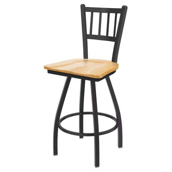 36" Swivel X-Tall Bar Stool, Pewter Finish, Nat Oak Seat