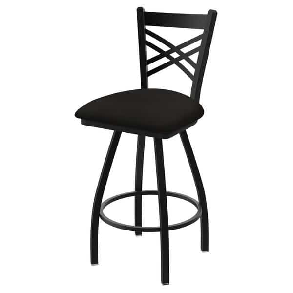 36" Swivel X-Tall Bar Stool, Black Wrinkle, Canter Espresso Seat