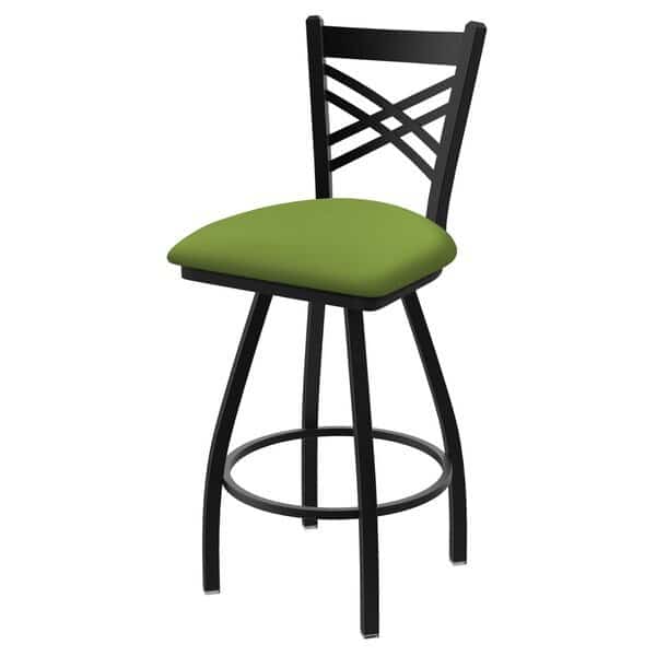 36" Swivel X-Tall Bar Stool, Black Wrinkle, Canter Green Seat