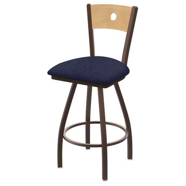 36" Swivel Counter Stool, Black Wrinkle, Nat Back, Graph Anchor Seat
