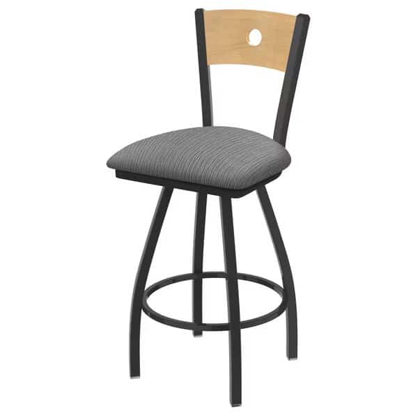 36" Swivel Counter Stool, Pewter Finish, Nat Back, Graph Seat
