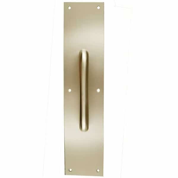 4 in. x 16 in. Bright Brass Pull Plate with Round Pulls