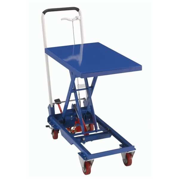 Mobile Scissor Lift Table with Folding Handle, 27 x 17 Platform, 330 Lb. Capacity