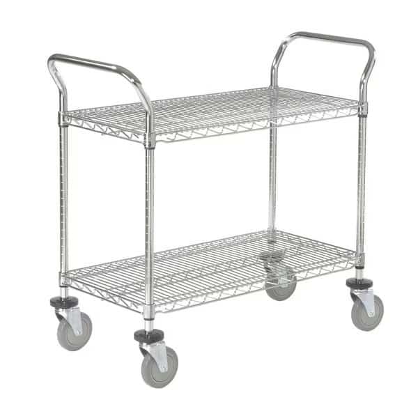 Wire Utility Cart, 2 Shelves, 800 Lb. Capacity, 36L x 18W x 38H