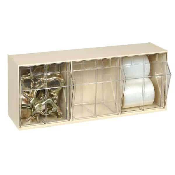 QTB303 Tilt Out Storage Bin- 3 Compartments Ivory
