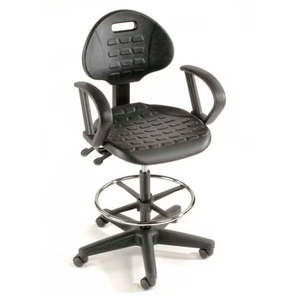 5-Way Adjustable Ergonomic Stool With Loop Armrests Black