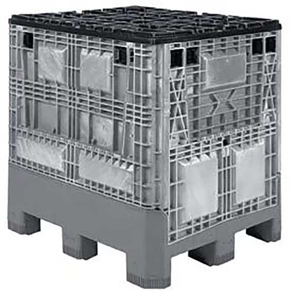 Folding Bulk Shipping Container, 48x40x46, 1200 Lbs., Light Gray