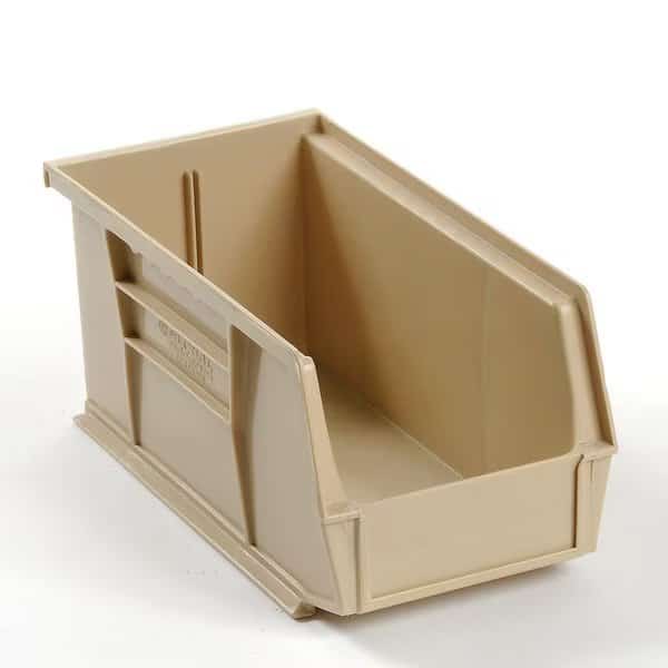 Hang & Stack Storage Bin, Plastic, Tan, 5 in H