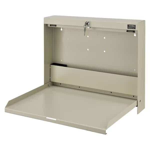Wall Mounted Locking Writing Desk, 20 W x 3-3/8D x 16-2/5H, Tan