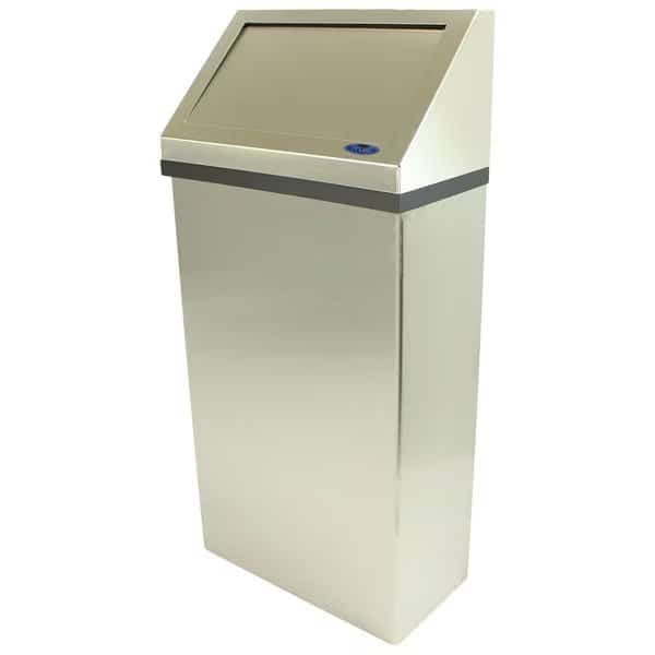 Rectangle Wall Mount Trash Can, Silver, Steel