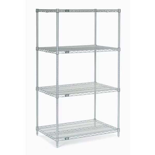 Nexelate Wire Shelving Starter Unit, Silver Epoxy, 48W X 21D X 63H