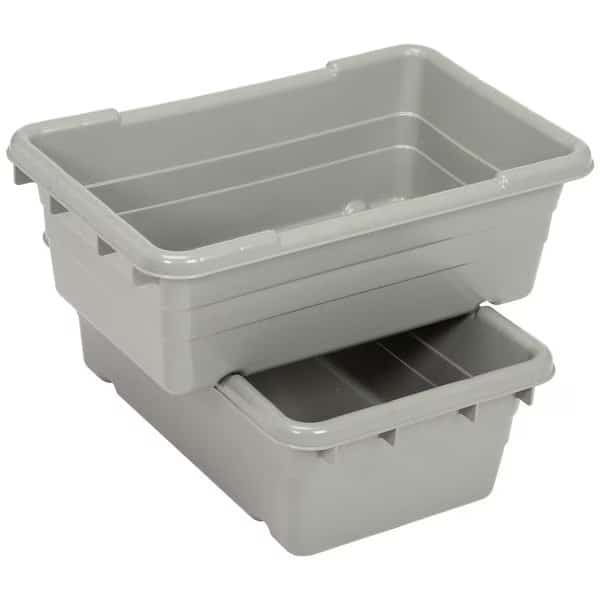 Storage Tote, Polypropylene, Gray, 16 in W, 25 in L