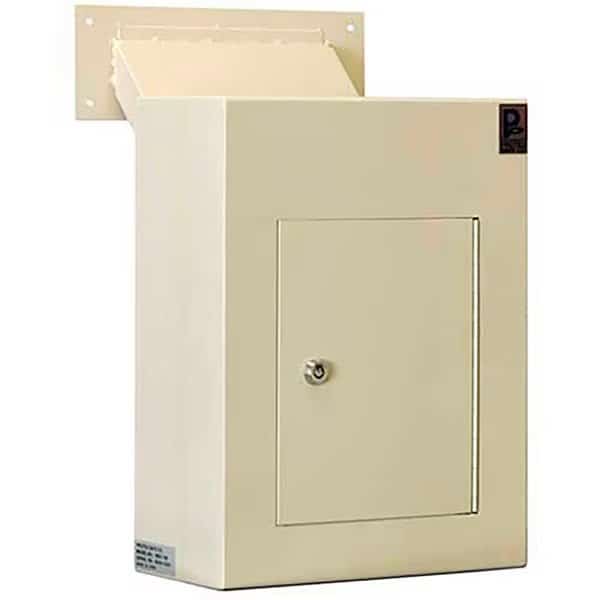 Protex Wall Depository Drop Box with Adjustable Chute - 6W x 12D x 16H, Beige