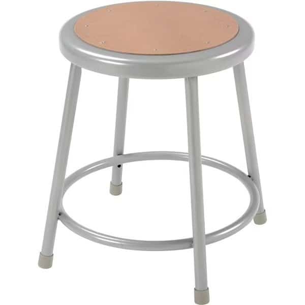 18 Hardboard Work Stool, Backless, Gray, Armless, Backless, 2PK