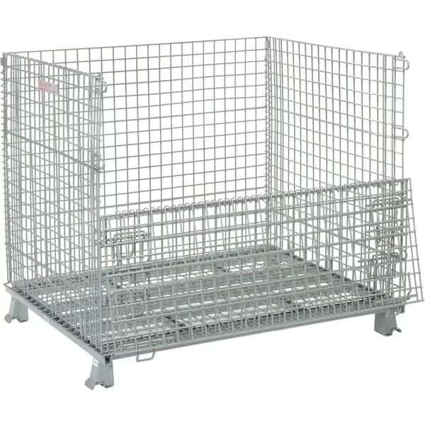 Wire Mesh Folding Container, 3000 Lb. Capacity, 48L x 40W x 42-1/2H