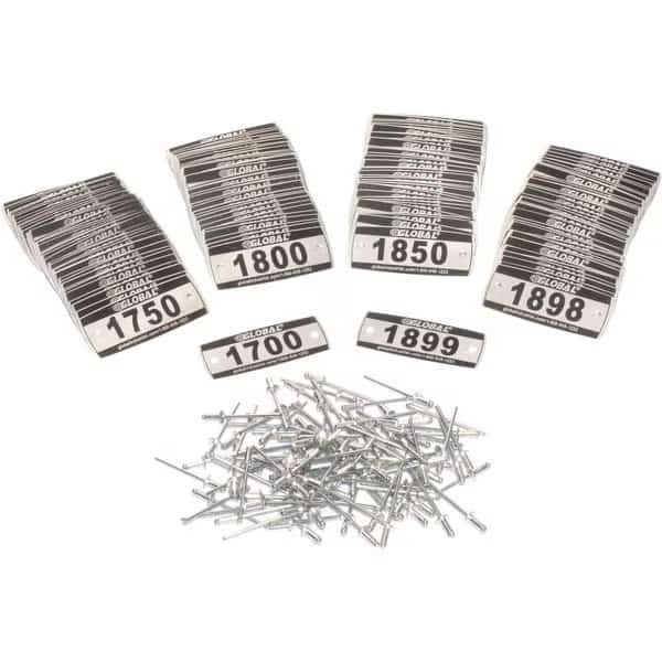 Locker Number Plate Kit, Numbered 1700-1899, 200PK