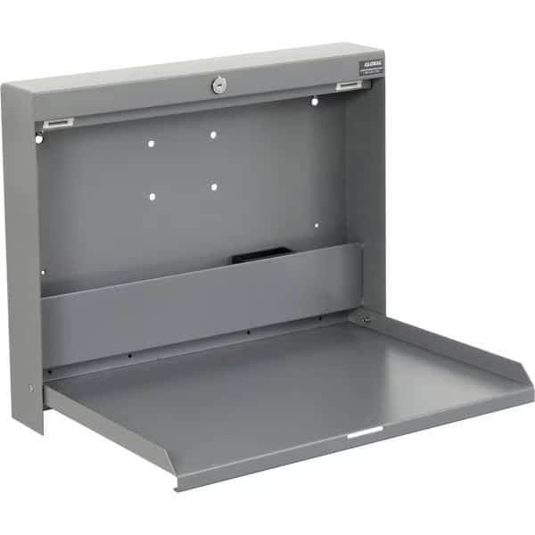 Folding Wall Mounted Shop Desk, Locking, 20W x 3-3/8D x 16-3/8H, Gray