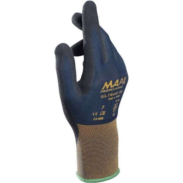 Coated Gloves, Nitrile, Black, S 1 PR