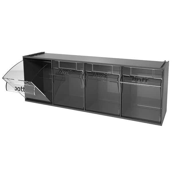 Tilt Bins 23-5/8 X 7 X 8-1/8 4 Bins With Perfo Panel Fixing Bracket, Grey