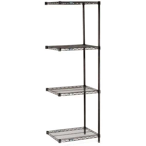 Black Epoxy, 4 Tier, Wire Shelving Add-On Unit, 30W x 21D x 74H