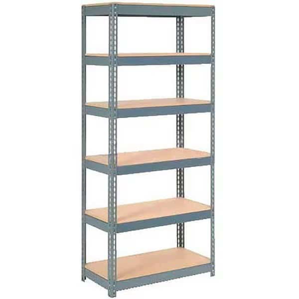 Extra Heavy Duty Shelving 36W x 18D x 72H With 6 Shelves, Wood Deck, Gry