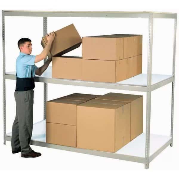 Wide Span Rack 48Wx36Dx96H, 3 Shelves Laminated Deck 1200 Lb Per Level, Gray