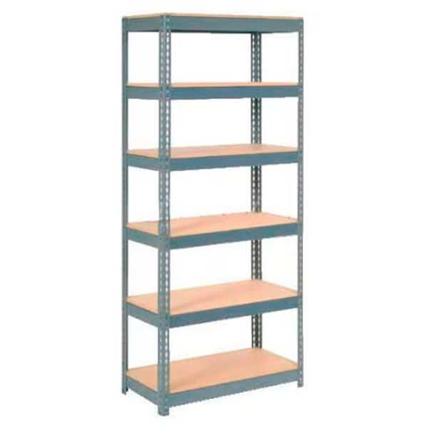 Extra Heavy Duty Shelving 36W x 24D x 96H With 6 Shelves, Wood Deck, Gry