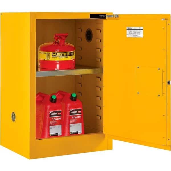 Flammable Cabinet, Self Close Single Door, 12 Gallon, 23Wx19Dx35H