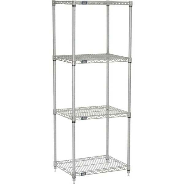 5 Tier Silver Epoxy Wire Shelving Starter Unit, 30W x 21D x 74H