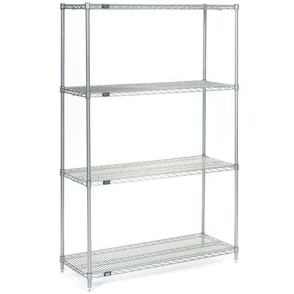 4 Tier Wire Shelving Starter Unit, Stainless Steel, 30W x 14D x 74H