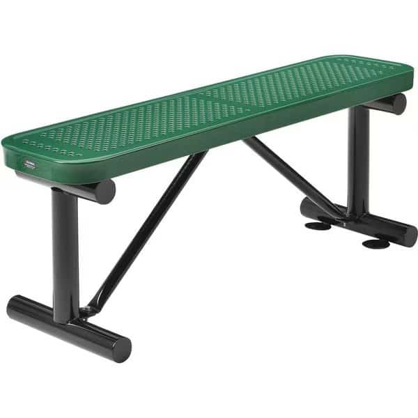 48L Outdoor Steel Flat Bench, Perforated Metal, Green