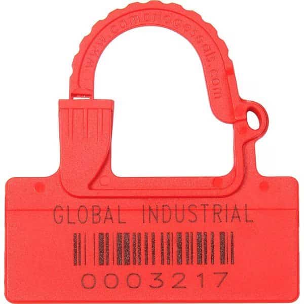 One Piece Padlock Seal, Red, 100PK