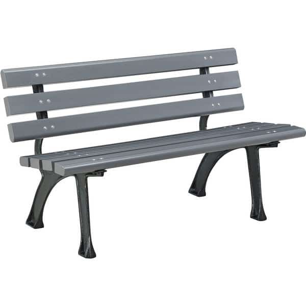 48L Plastic Park Bench With Backrest, Gray