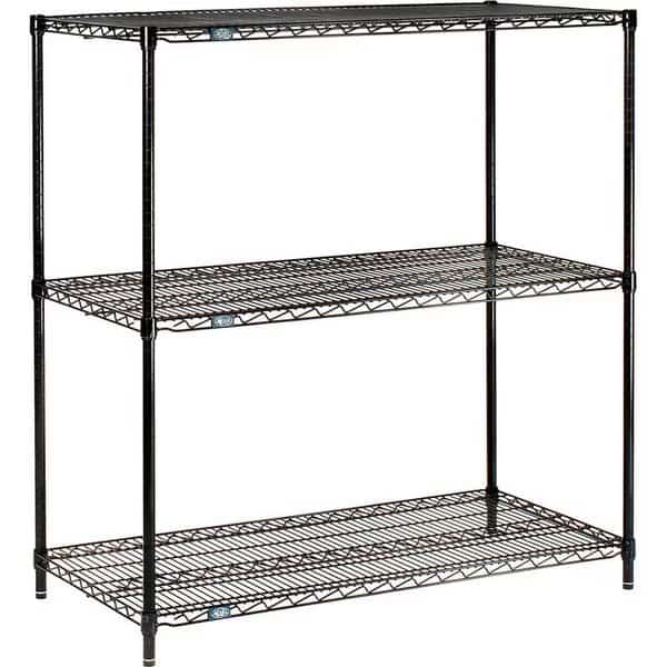 Black Epoxy, 3 Tier, Wire Shelving Starter Unit, 48W x 24D x 34H