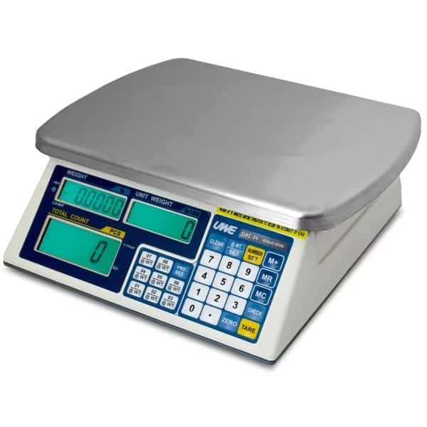 12 lb, .001 lb, Counting Scale, 99 PLU, 9x8" Stainless Steel Platter, Numeric Keypad, RS232