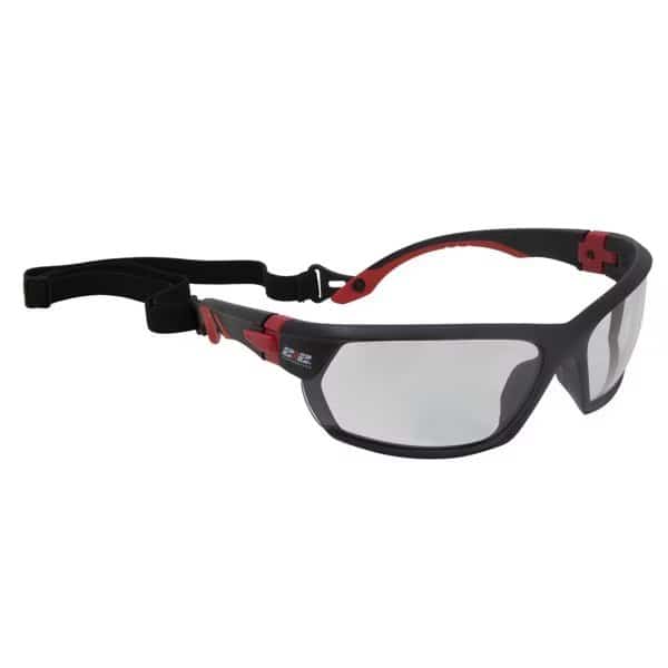 Premium Anti-Fog Clear Lens Safety Glasses in Black and Red