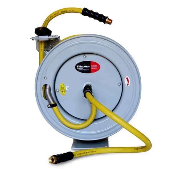 Enclosed Spring Garden Center Water / Pneumatic Hose Reel with 50-Foot 1/2" ID Hose